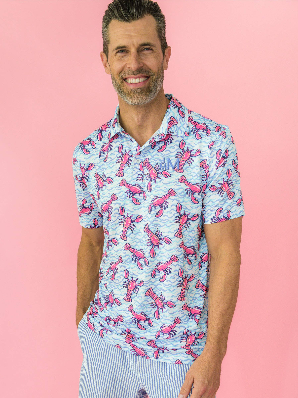 Men's Blue Lobster Lagoon Knit Short Sleeve Performance Polo
: Blue / Men's XXL