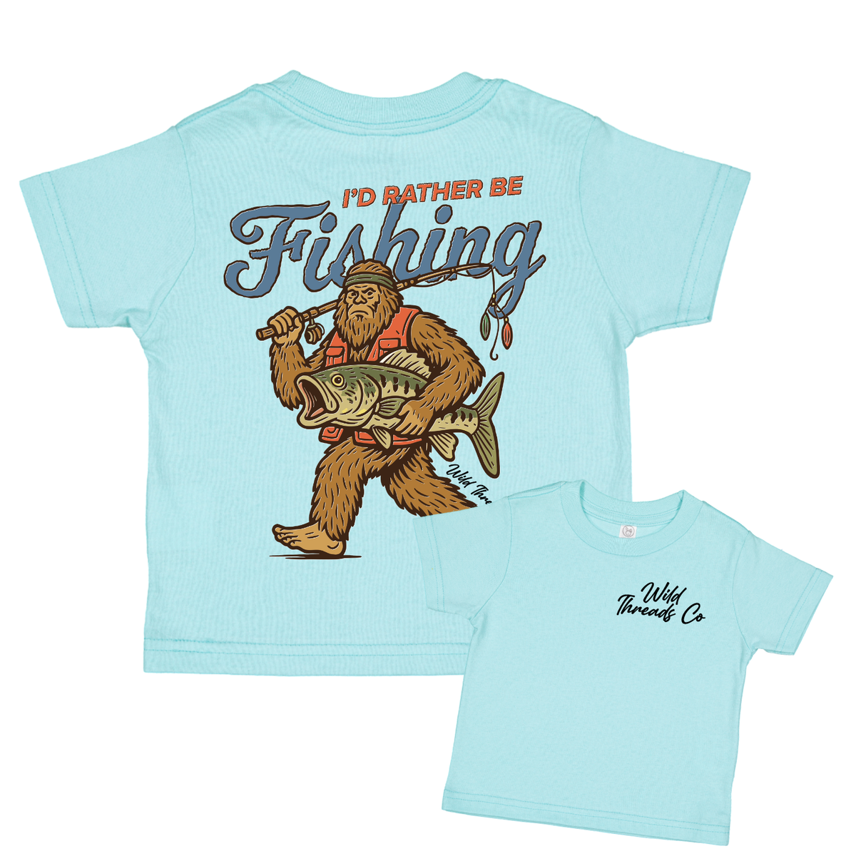 I'd Rather Be Fishing Tee: Sage / Youth-m