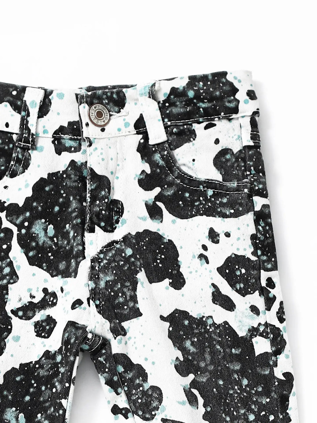 Cow Print Girls Double Layer Jeans