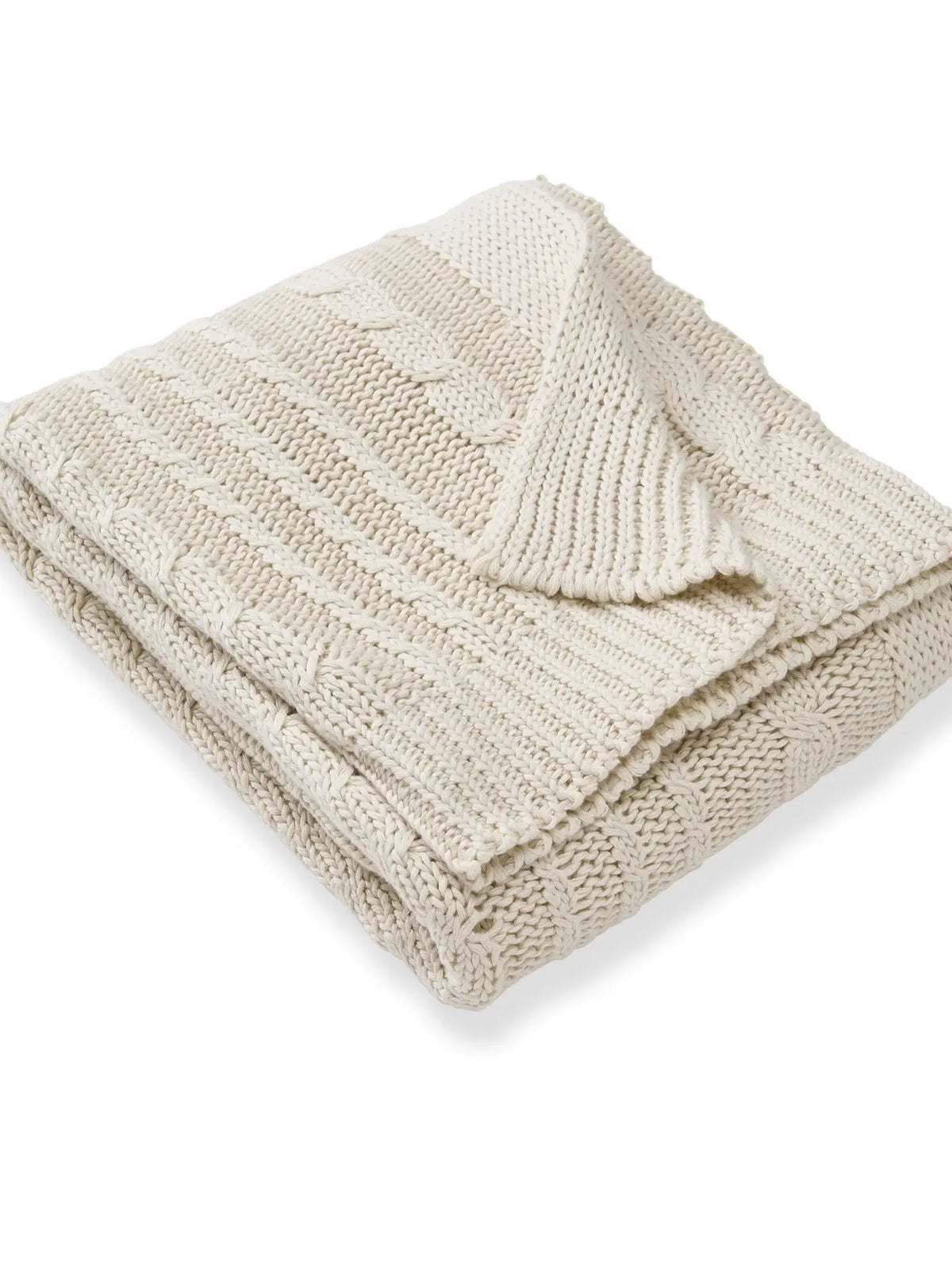 Organic Cotton Cable Knit Baby Blanket - Oat