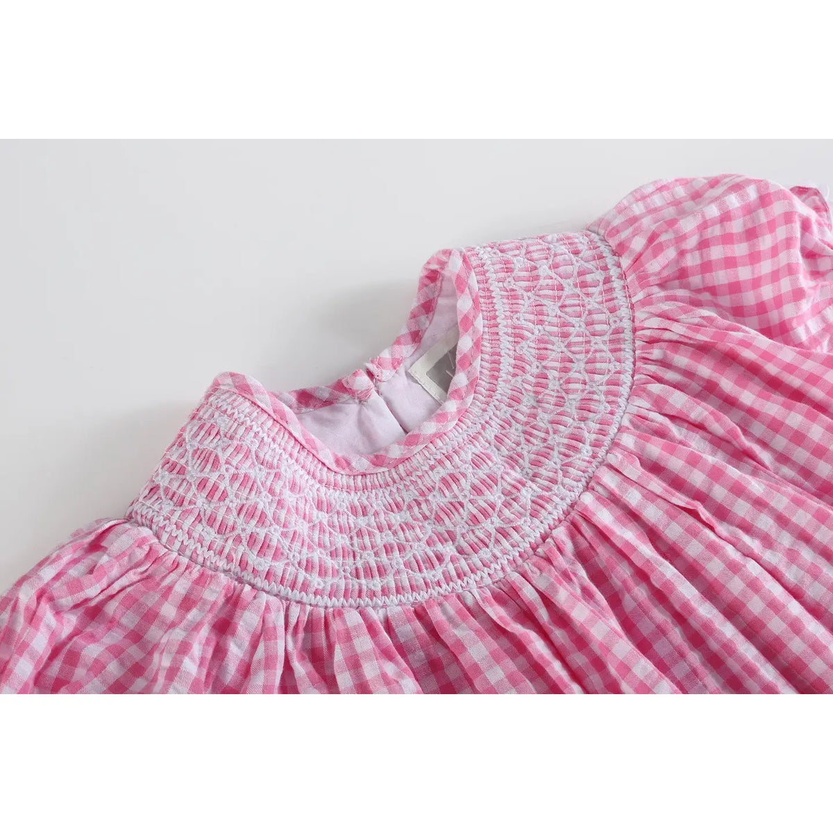Pink Gingham Classic Smocked Bishop Dress