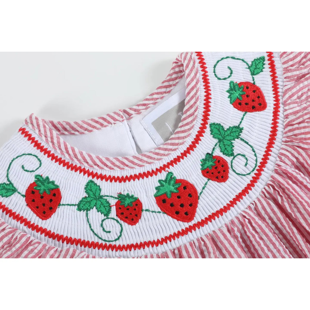 Seersucker Strawberry Smocked