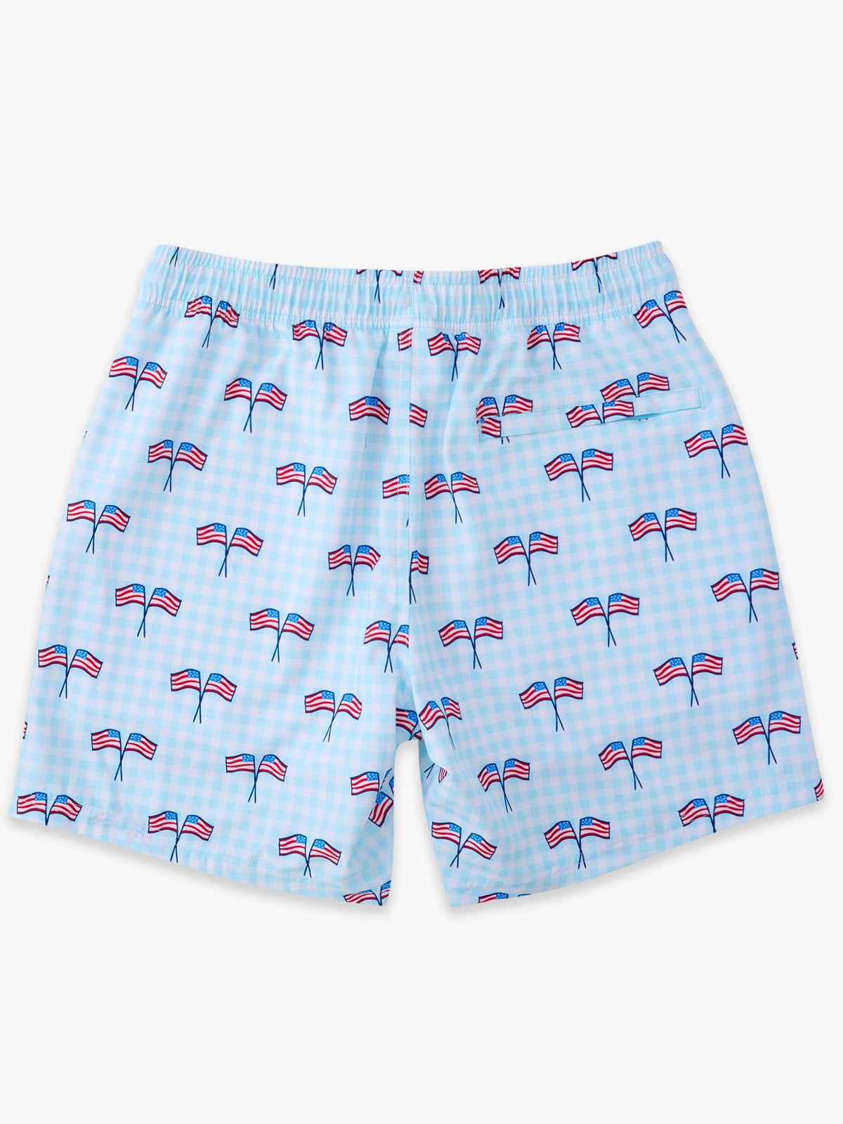Men's Blue Patriotic Gingham Performance Hybrid Swim Trunks: Blue / Men's M