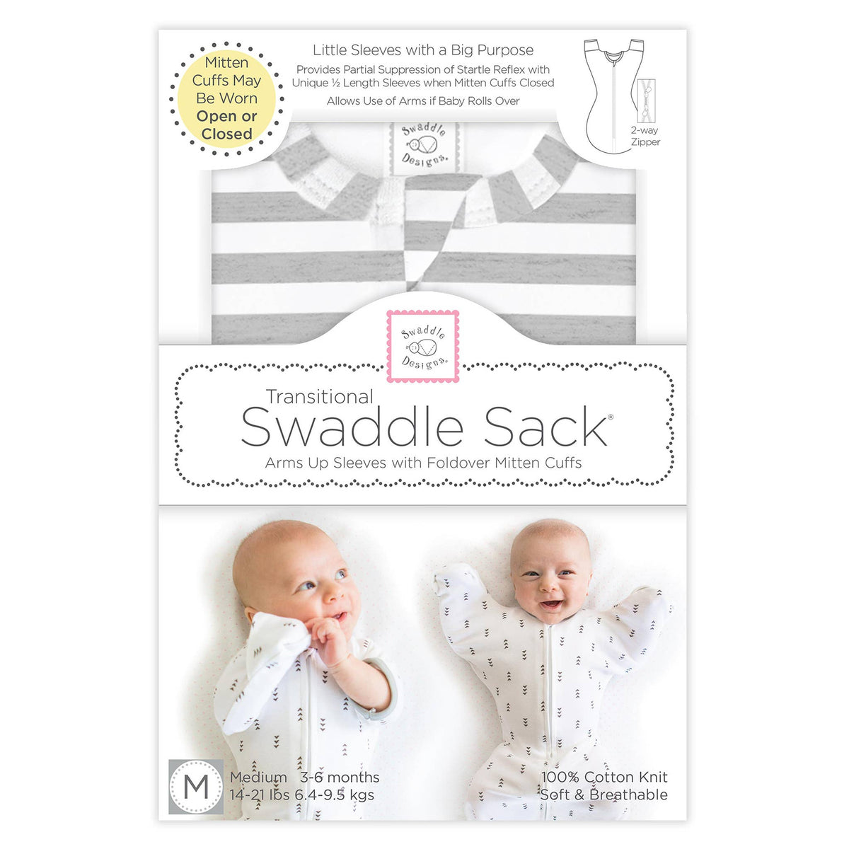 Transitional Swaddle Sack, Heathered Stripes