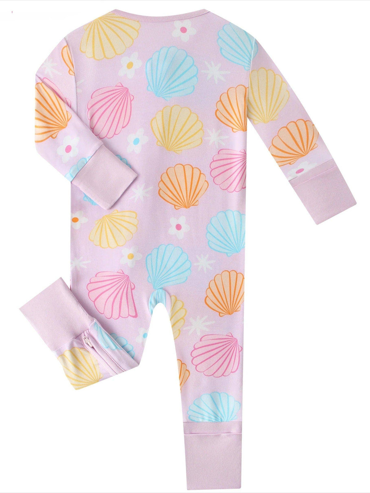 Posh TOT Pastel Seashell Bamboo Baby Convertible Zippy Romper: 18-24M