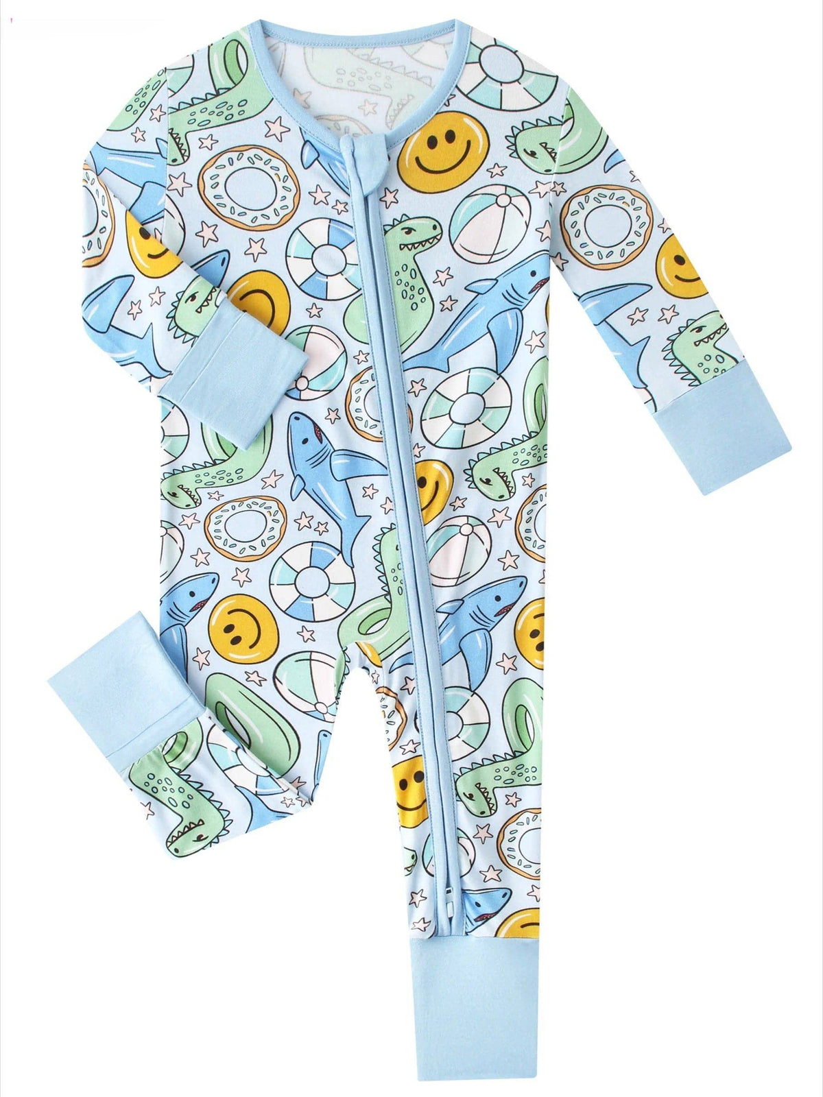 Posh TOT Pool Floats Bamboo Baby Convertible Zippy Romper: 3-6M