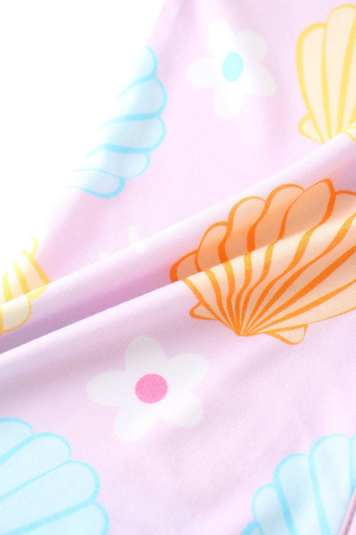 Posh TOT Pastel Seashell Bamboo Baby Convertible Zippy Romper: 3-6M