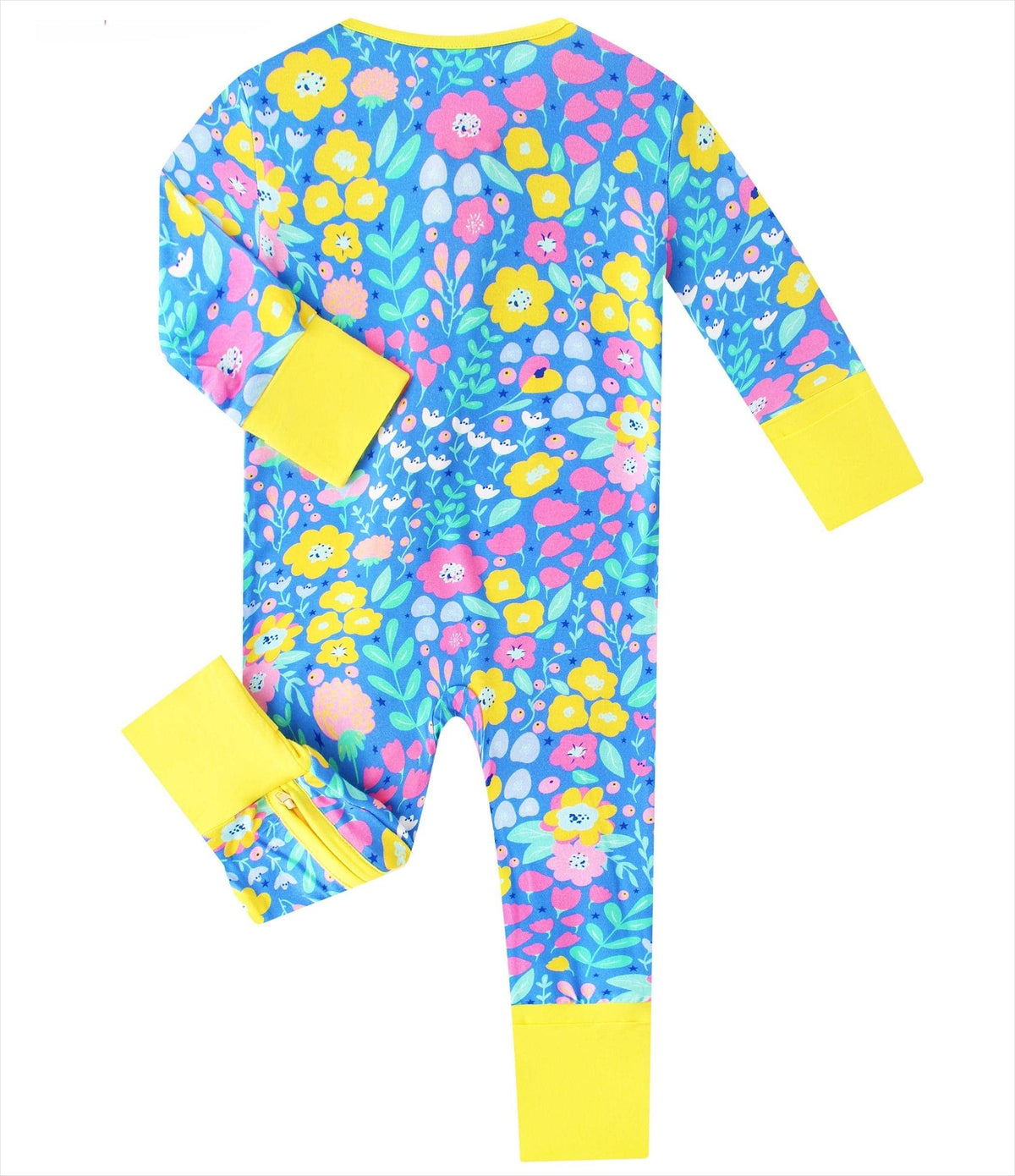 Posh TOT Sunny Blooms Bamboo Baby Convertible Zippy Romper: 6-12M