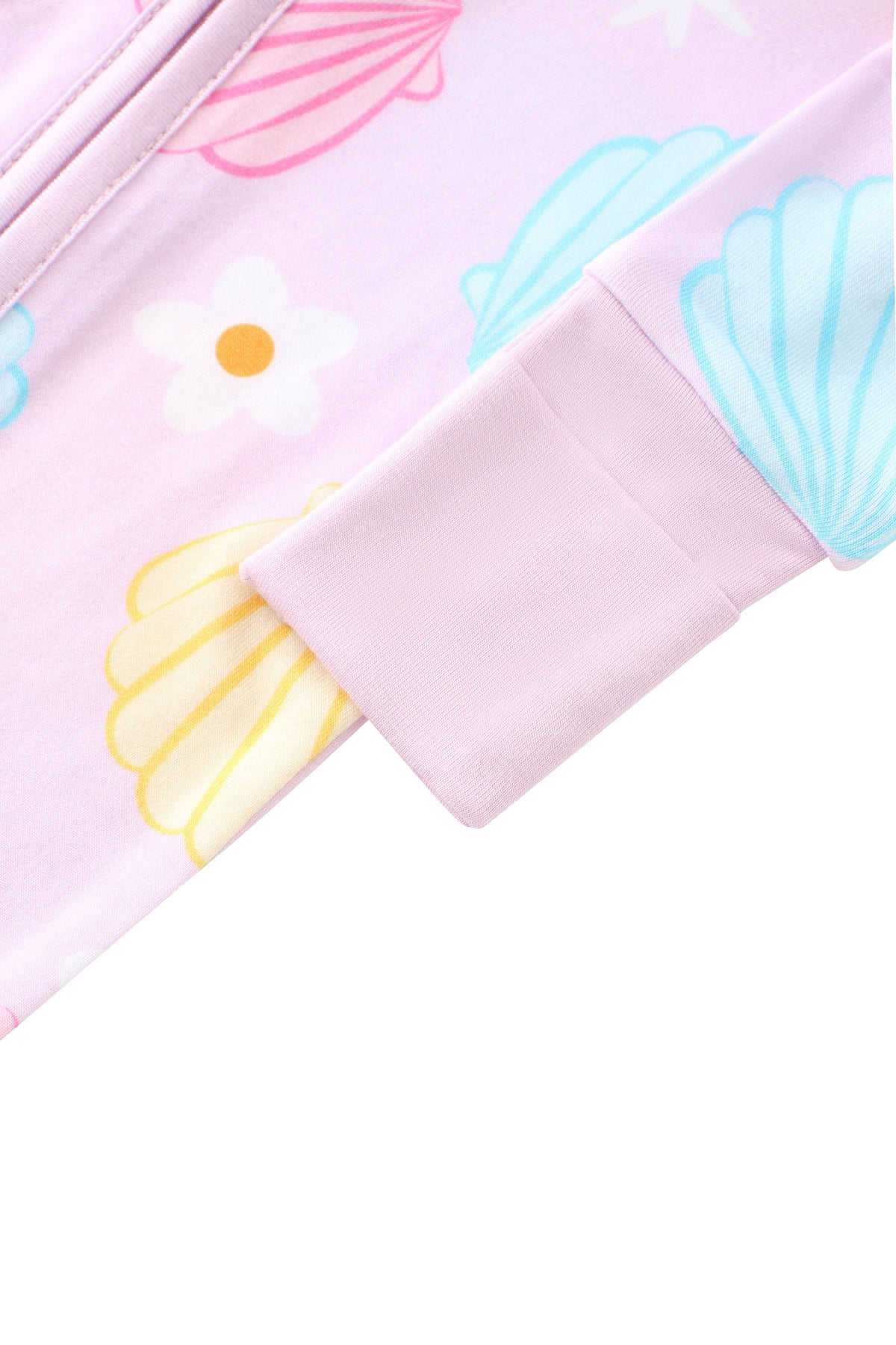 Posh TOT Pastel Seashell Bamboo Baby Convertible Zippy Romper: 6-12M