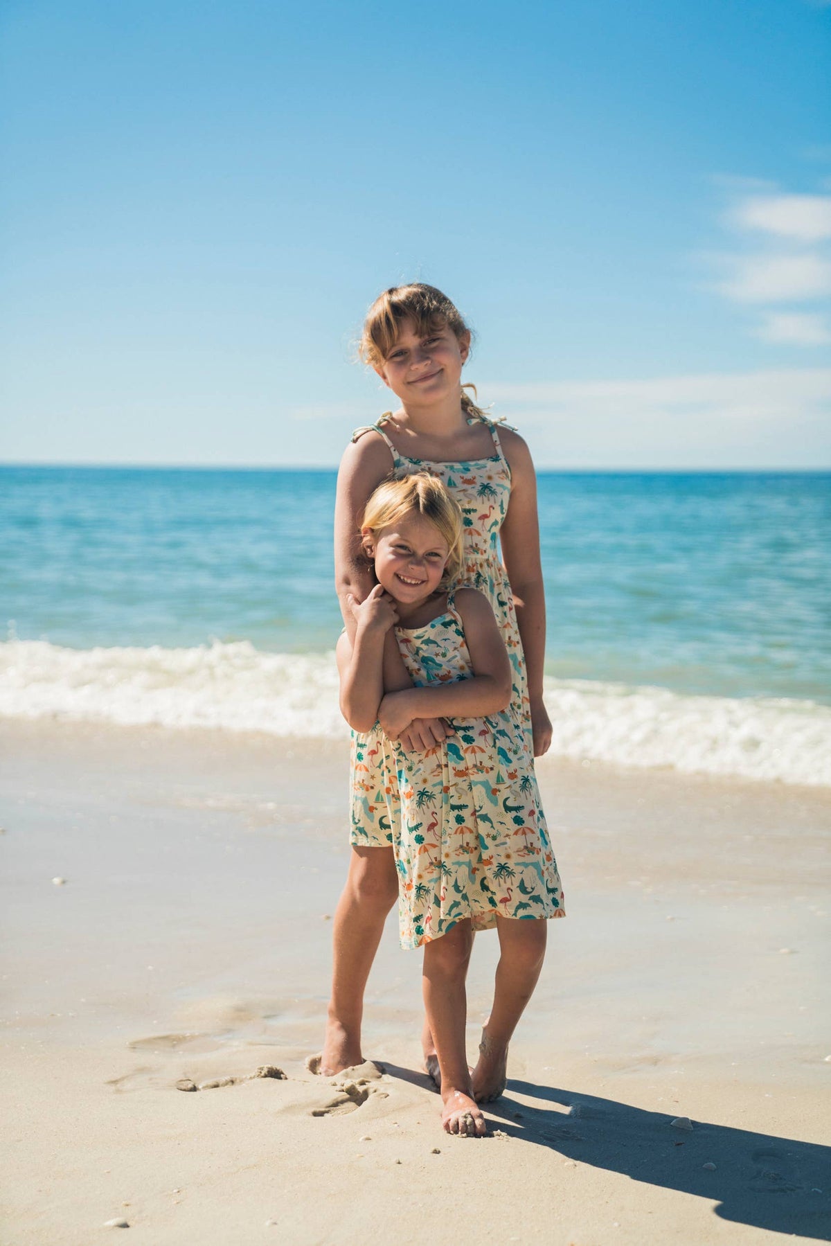 Explore Florida Souvenir Bamboo Kids Sundress: Beige/Multi / 8/9K