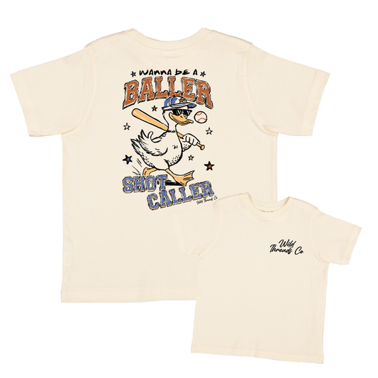 Wanna Be A Baller Tee: Natural / Youth L (14/16)