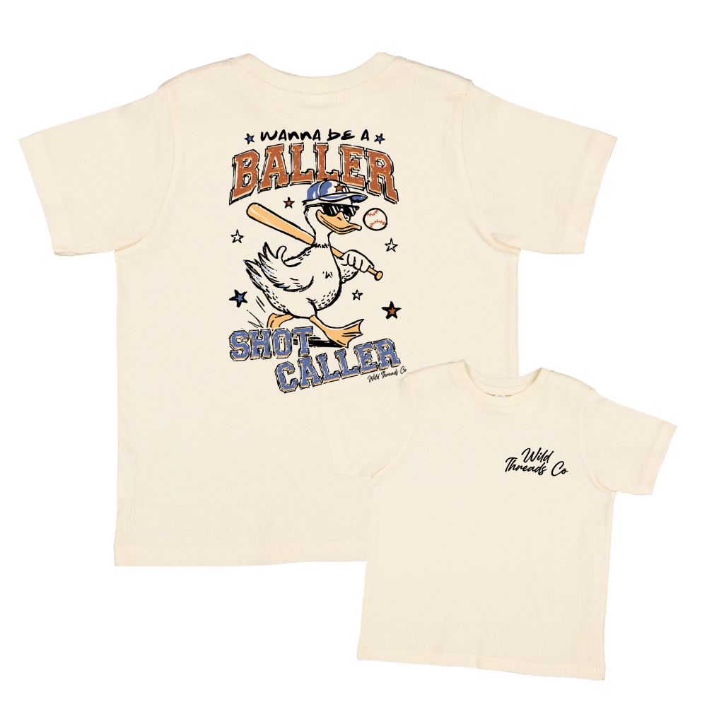 Wanna Be A Baller Tee: Natural / 5/6
