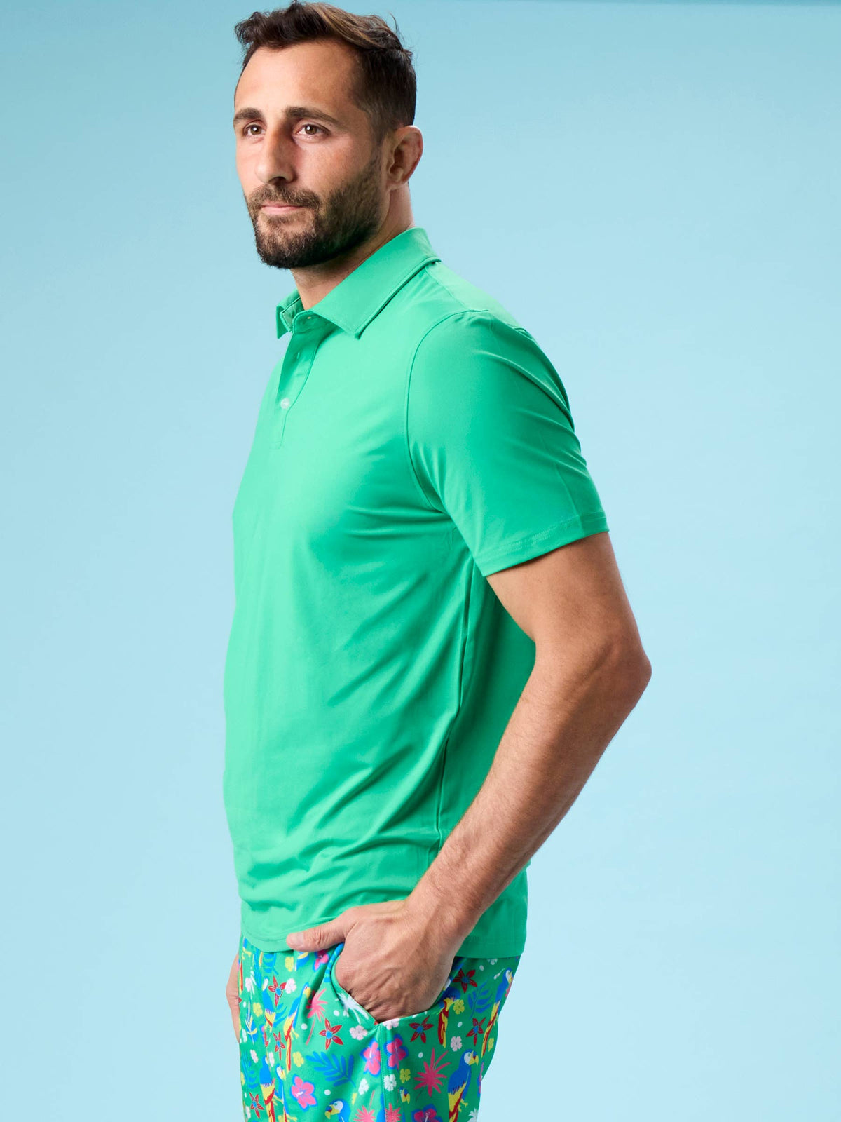 Men's Bright Green Knit Short Sleeve Performance Polo: Green / Men's L