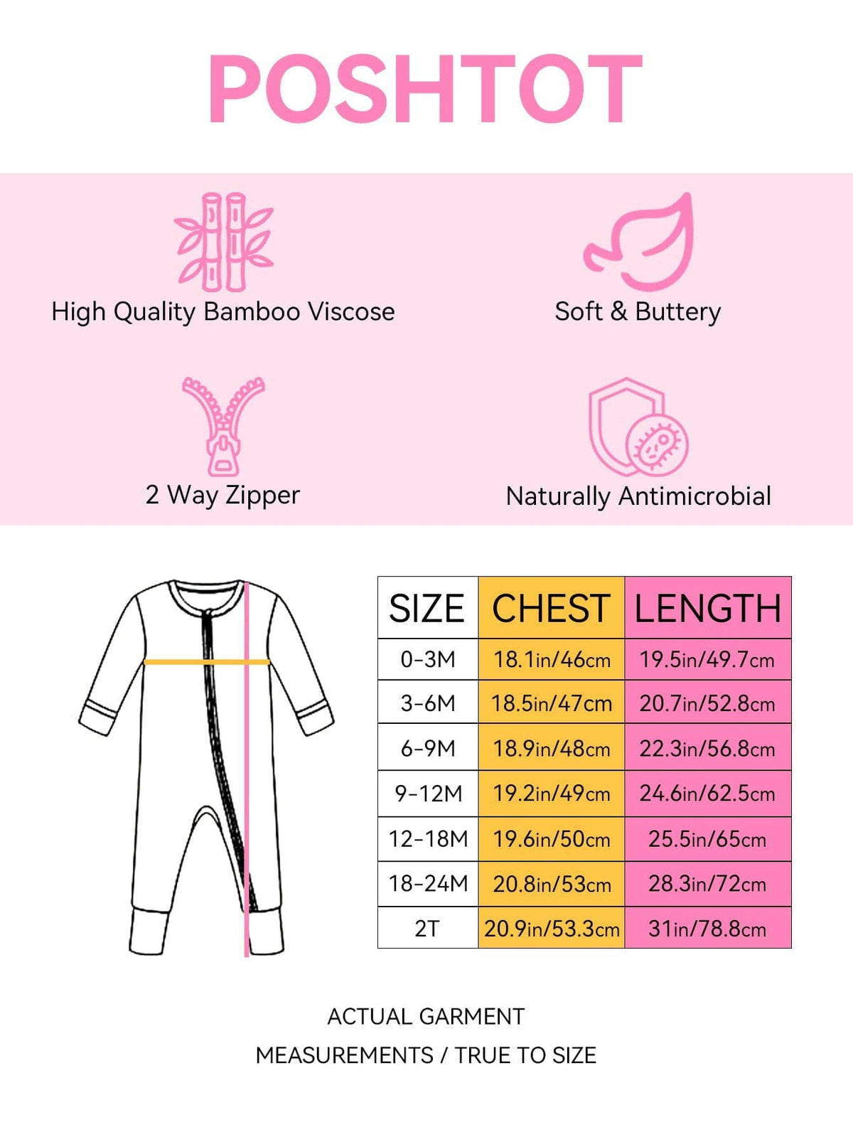 Posh TOT Pool Floats Bamboo Baby Convertible Zippy Romper: 3-6M