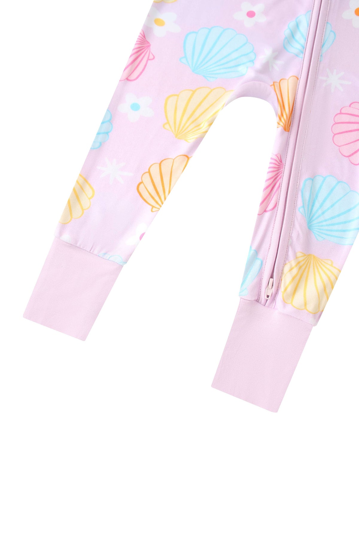 Posh TOT Pastel Seashell Bamboo Baby Convertible Zippy Romper: 6-12M
