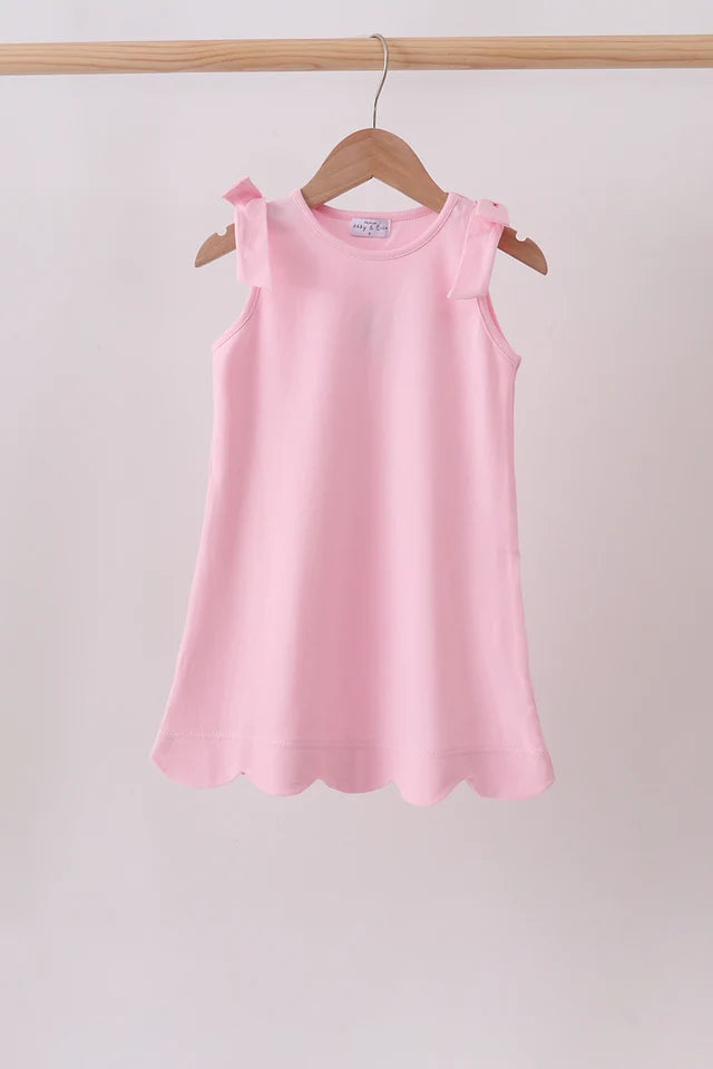 Pink Scalloped Bow Dress