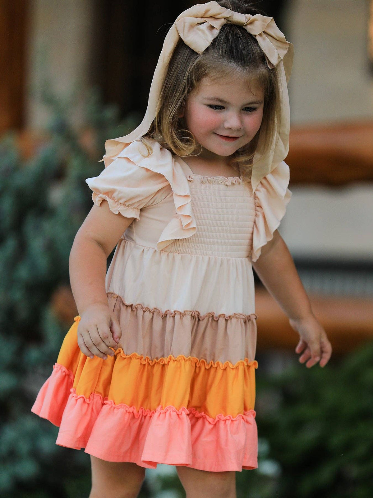 Fall Bohemian Style Toddler Dress With Ruffles
