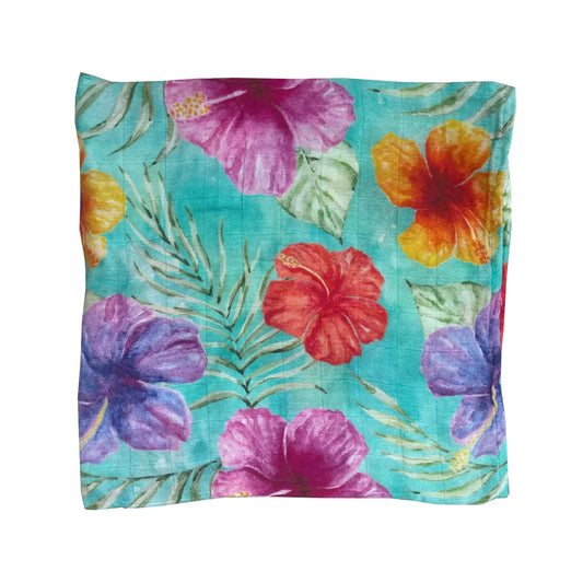 Hibiscus Bright Muslin Swaddle