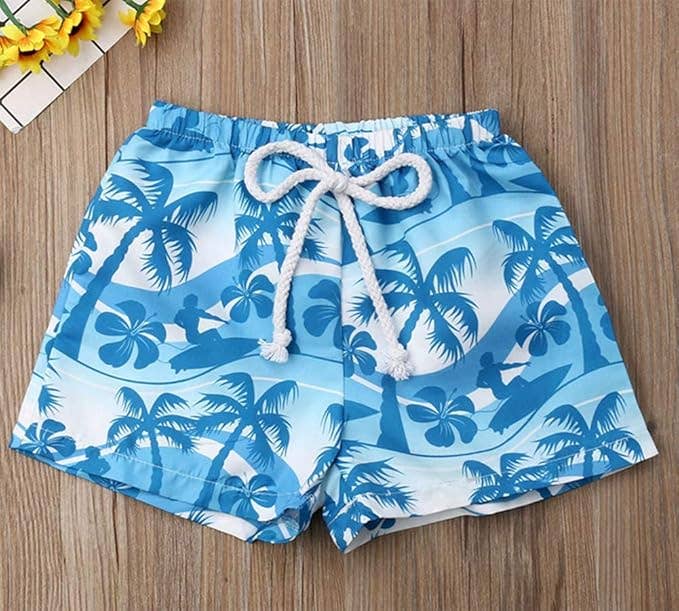 Blue Tropical Toddler Boy Swim Shorts: 3-4T