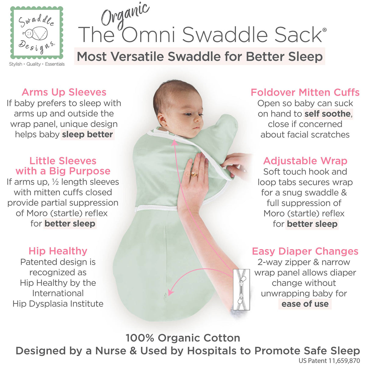 Organic Omni Swaddle Sack, Soft Jadeite