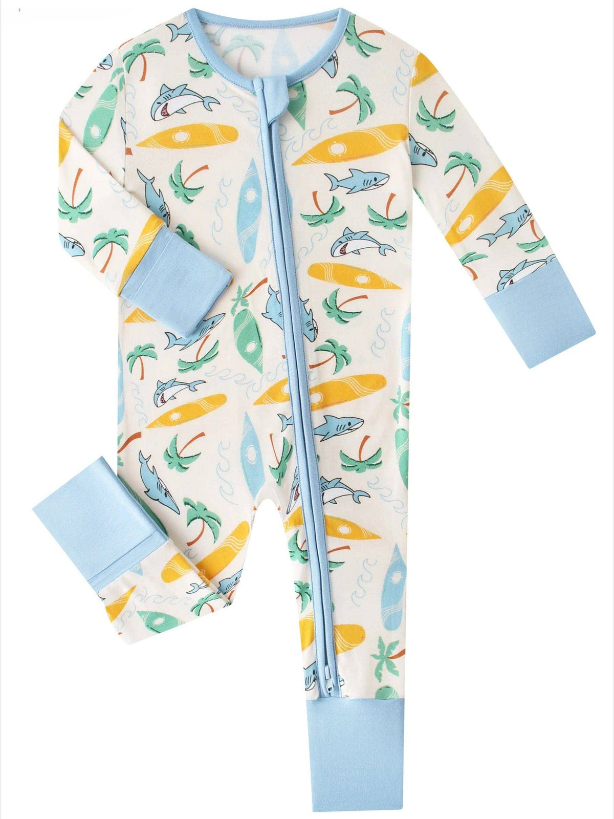 Posh TOT Surf's Up Bamboo Baby Convertible Zippy Romper: 18-24M
