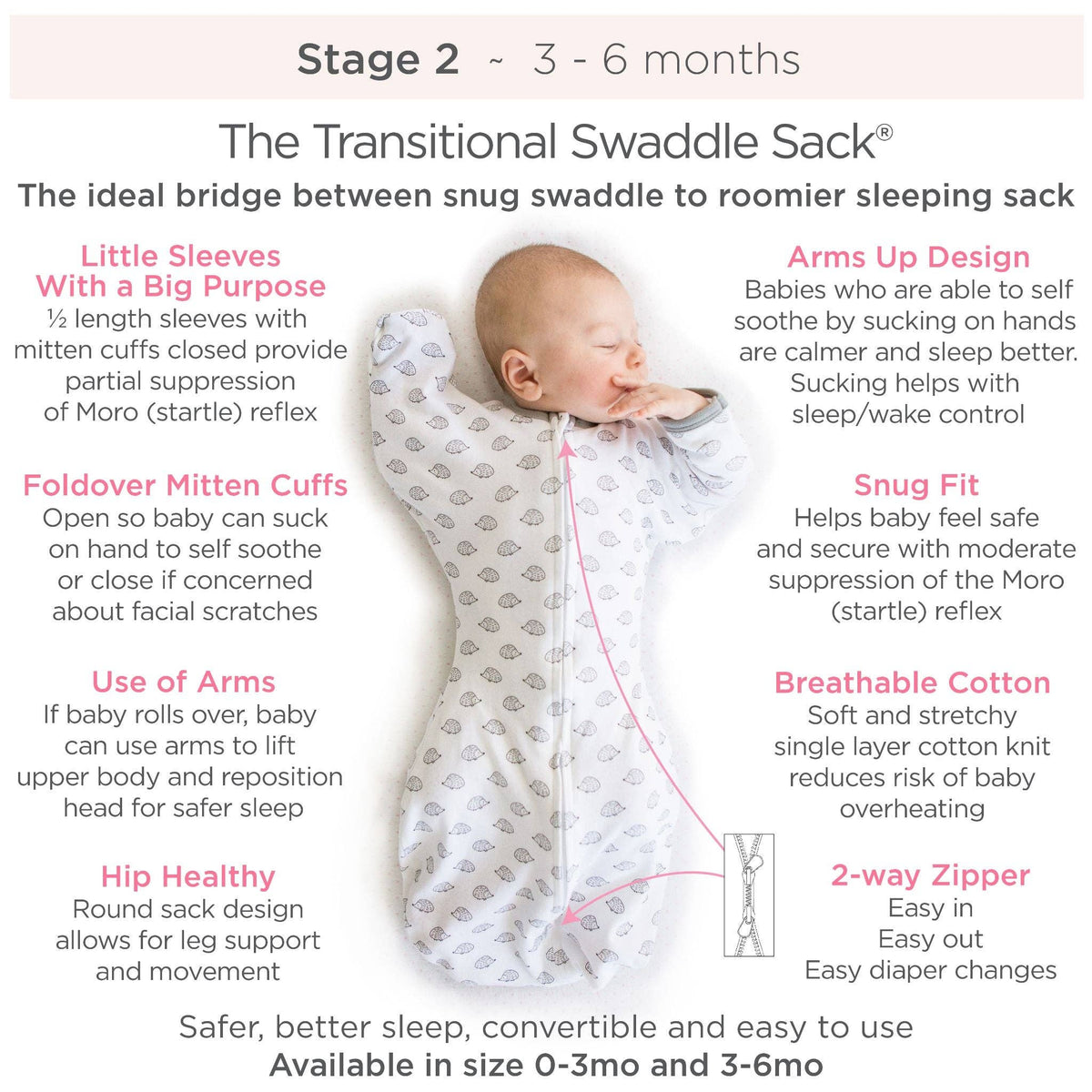 Transitional Swaddle Sack, Heathered Stripes