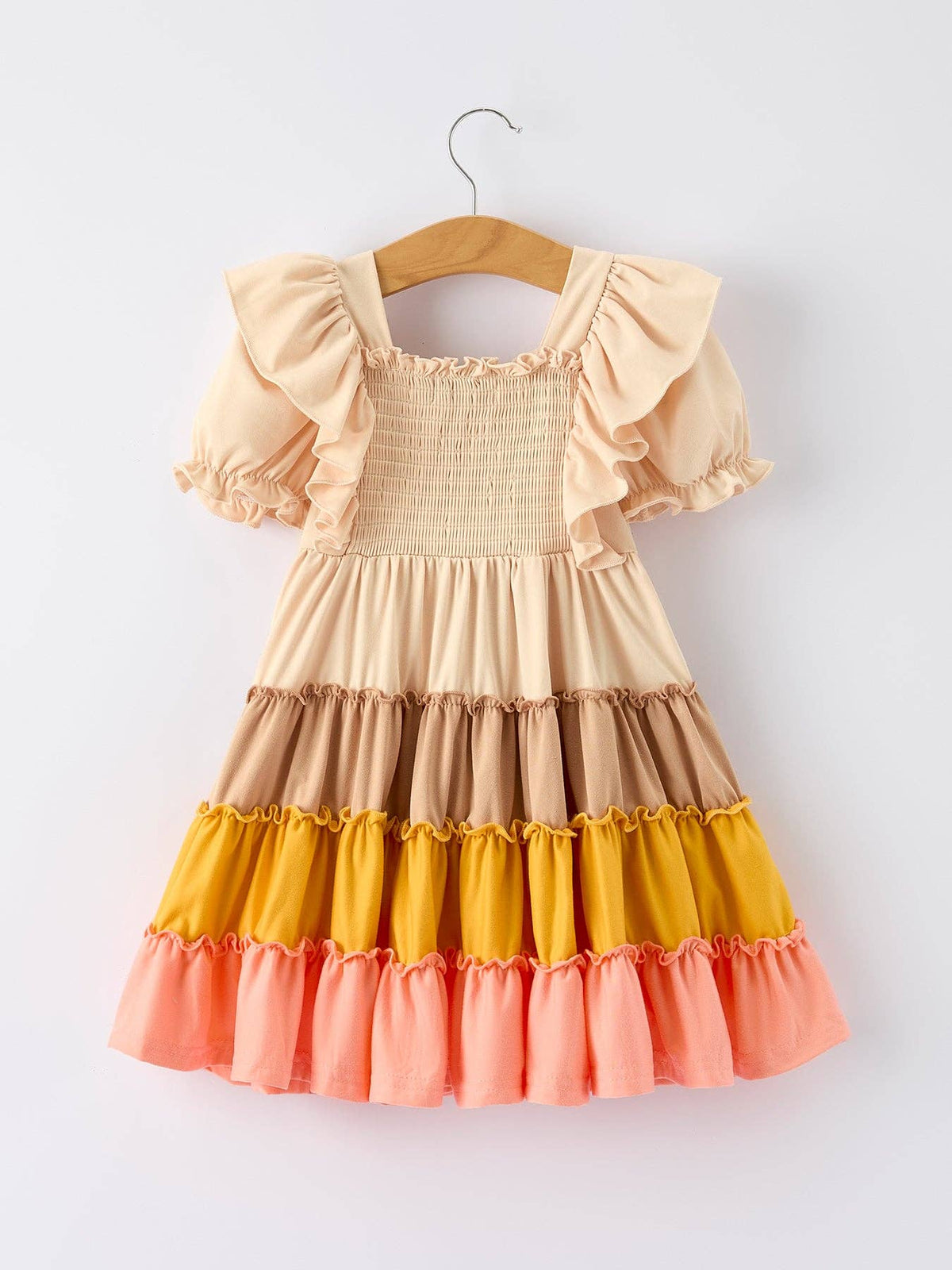 Fall Bohemian Style Toddler Dress With Ruffles