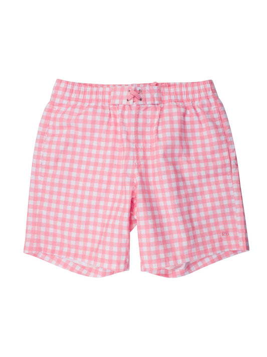 Men's Bubblegum Gingham Swim Trunks: Pink / Men's M