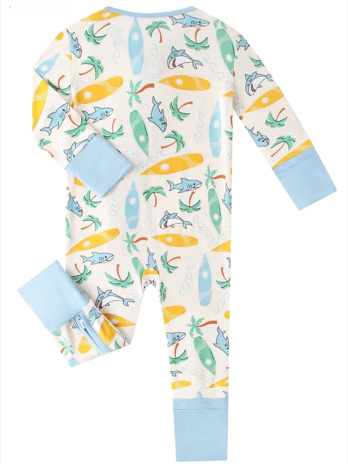 Posh TOT Surf's Up Bamboo Baby Convertible Zippy Romper: 12-18M