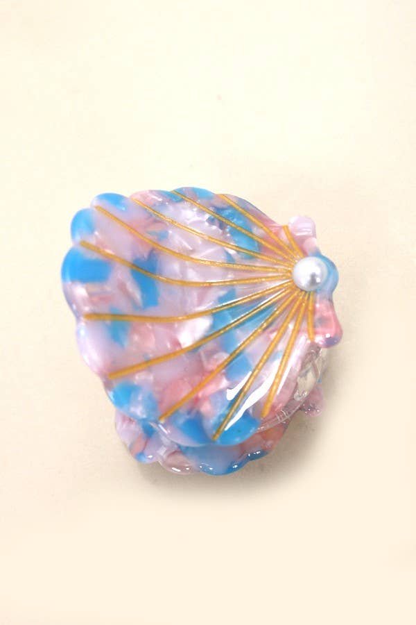 BEACH OCEAN CELLULOSE SEASHELL HAIR CLAW CLIPS | 40H782: White