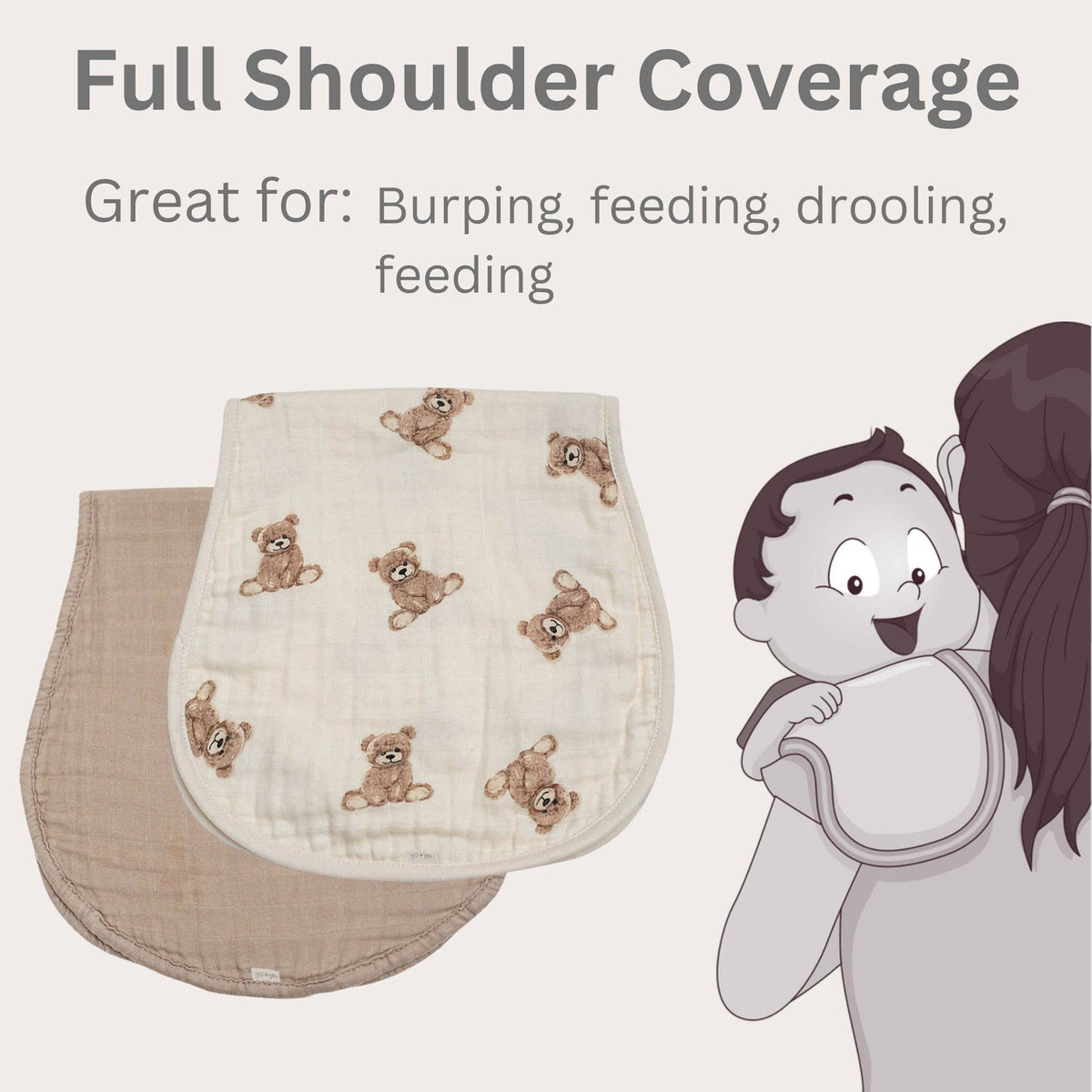 Bamboo Muslin Burp Cloth Set 2-Pack (Teddy/Taupe)