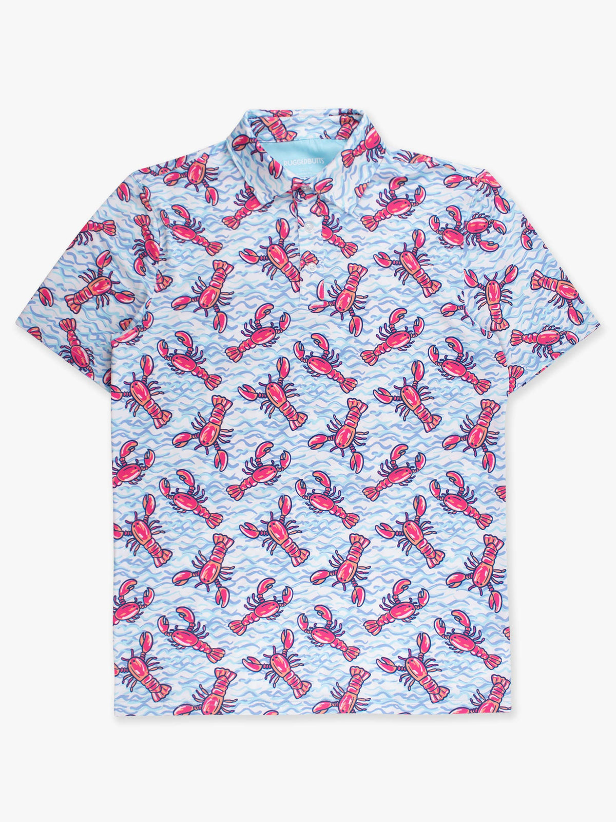 Men's Blue Lobster Lagoon Knit Short Sleeve Performance Polo: Blue / Men's XXL