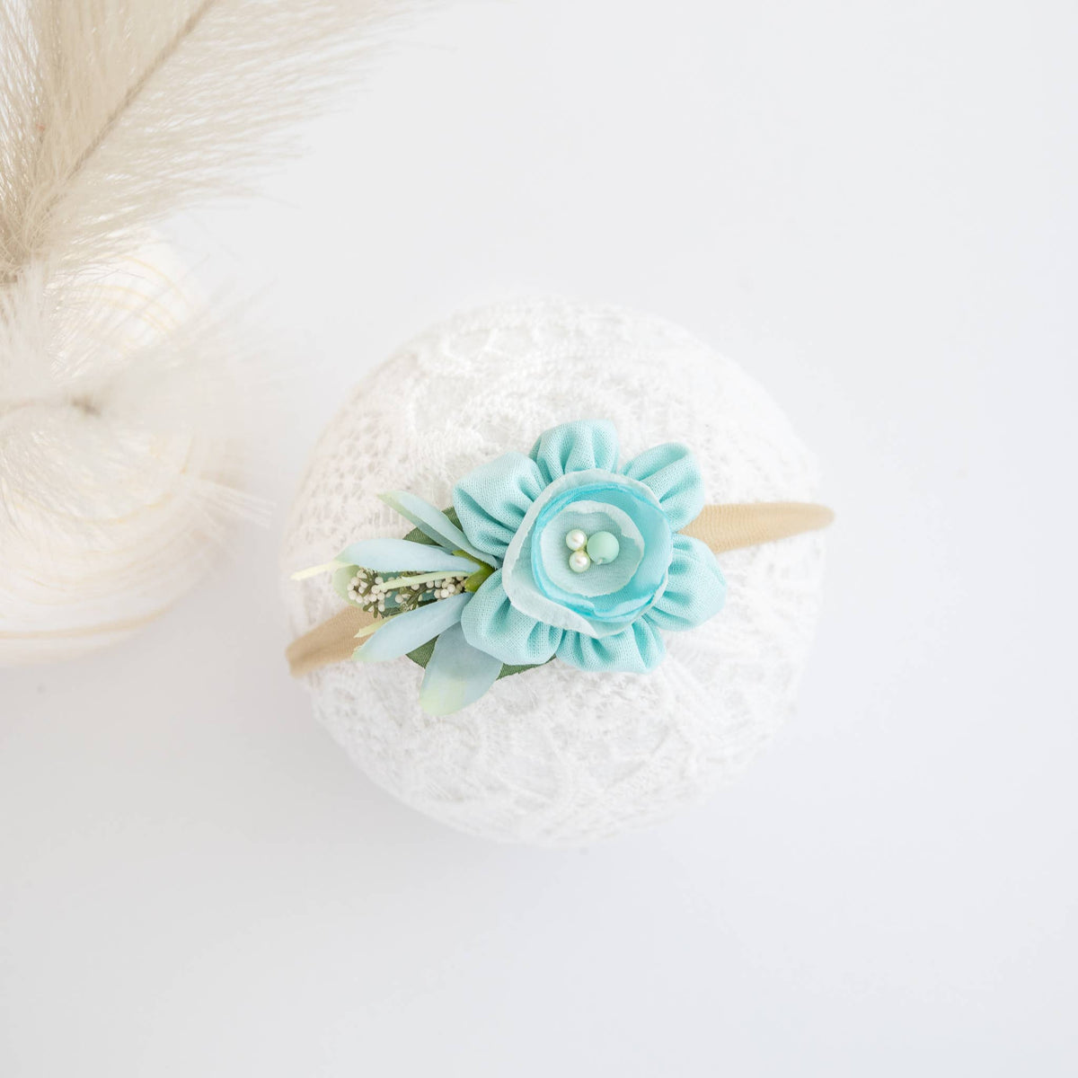 Flower Headband - Nylon Headband- Headband - Aqua Headband
